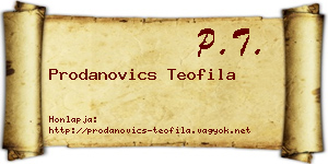 Prodanovics Teofila névjegykártya